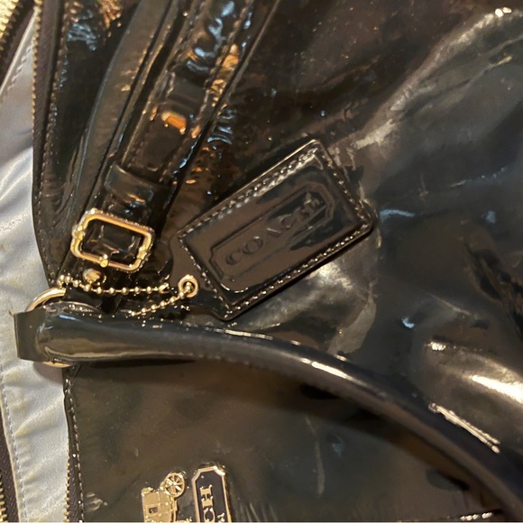 Coach Navy Patent Leather Satchel Bag - Picture 5 of 6